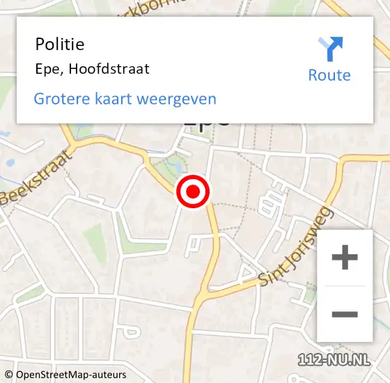 Locatie op kaart van de 112 melding: Politie Epe, Hoofdstraat op 28 november 2023 06:40