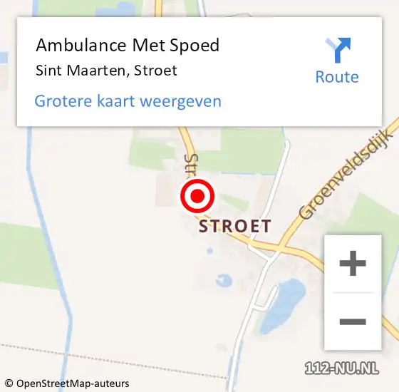 Locatie op kaart van de 112 melding: Ambulance Met Spoed Naar Sint Maarten, Stroet op 28 november 2023 07:03