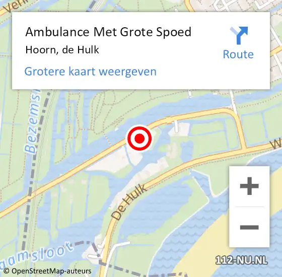 Locatie op kaart van de 112 melding: Ambulance Met Grote Spoed Naar Hoorn, de Hulk op 28 november 2023 07:12