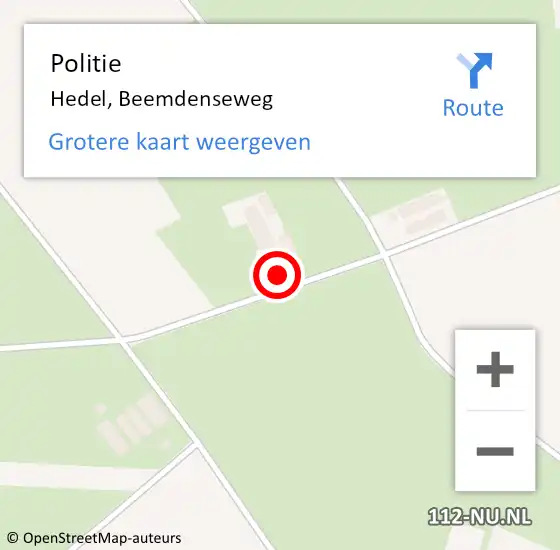 Locatie op kaart van de 112 melding: Politie Hedel, Beemdenseweg op 28 november 2023 07:27