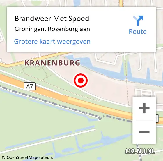 Locatie op kaart van de 112 melding: Brandweer Met Spoed Naar Groningen, Rozenburglaan op 28 november 2023 07:28