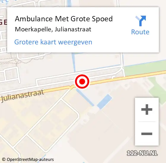 Locatie op kaart van de 112 melding: Ambulance Met Grote Spoed Naar Moerkapelle, Julianastraat op 28 november 2023 07:40