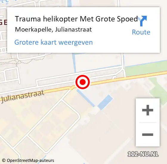 Locatie op kaart van de 112 melding: Trauma helikopter Met Grote Spoed Naar Moerkapelle, Julianastraat op 28 november 2023 07:40