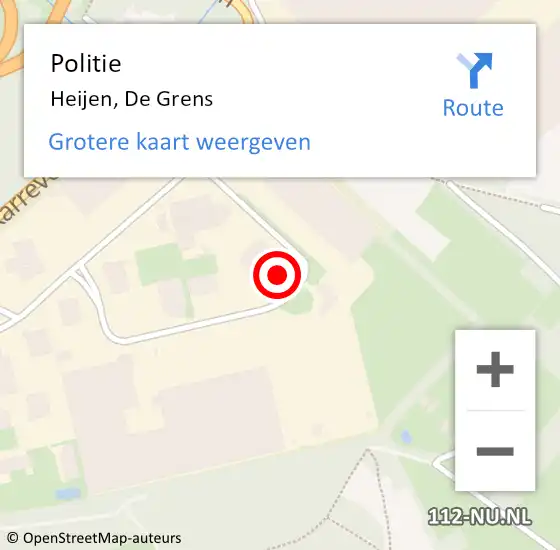 Locatie op kaart van de 112 melding: Politie Heijen, De Grens op 28 november 2023 07:59