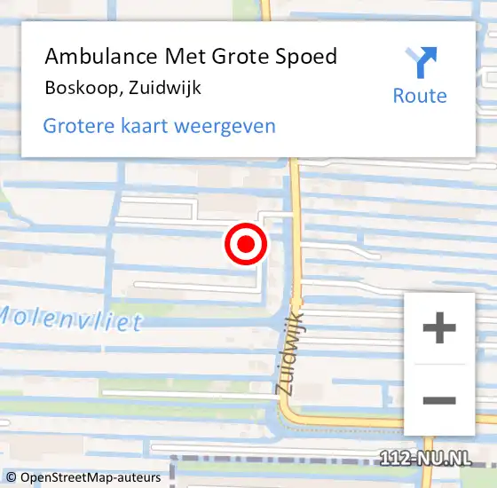 Locatie op kaart van de 112 melding: Ambulance Met Grote Spoed Naar Boskoop, Zuidwijk op 28 november 2023 08:02