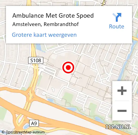 Locatie op kaart van de 112 melding: Ambulance Met Grote Spoed Naar Amstelveen, Rembrandthof op 28 november 2023 08:16