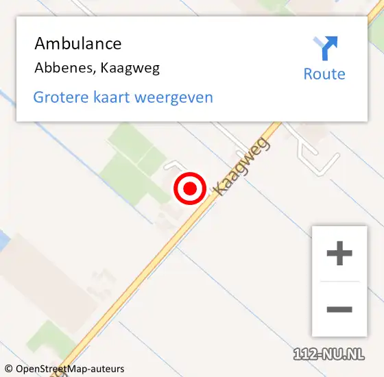 Locatie op kaart van de 112 melding: Ambulance Abbenes, Kaagweg op 28 november 2023 08:43