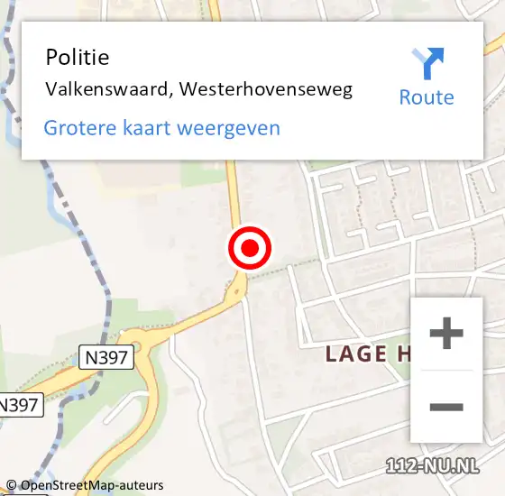 Locatie op kaart van de 112 melding: Politie Valkenswaard, Westerhovenseweg op 28 november 2023 08:44