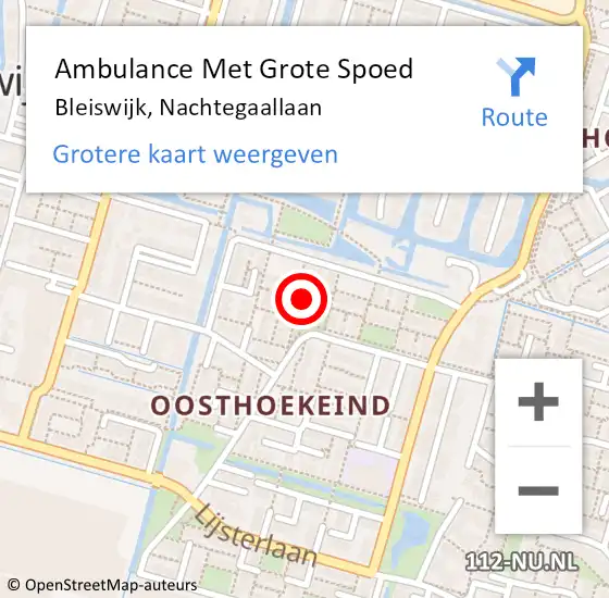 Locatie op kaart van de 112 melding: Ambulance Met Grote Spoed Naar Bleiswijk, Nachtegaallaan op 28 november 2023 08:48