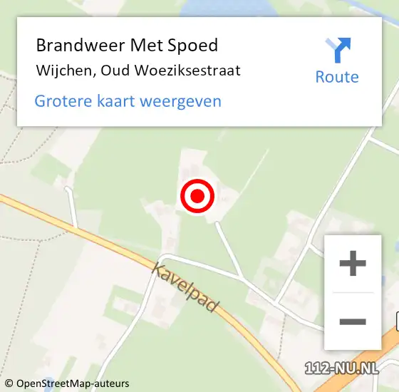 Locatie op kaart van de 112 melding: Brandweer Met Spoed Naar Wijchen, Oud Woeziksestraat op 28 november 2023 09:01