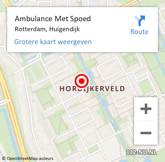 Locatie op kaart van de 112 melding: Ambulance Met Spoed Naar Rotterdam, Huigendijk op 28 november 2023 09:11