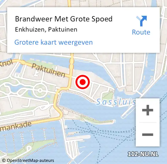 Locatie op kaart van de 112 melding: Brandweer Met Grote Spoed Naar Enkhuizen, Paktuinen op 28 november 2023 09:16