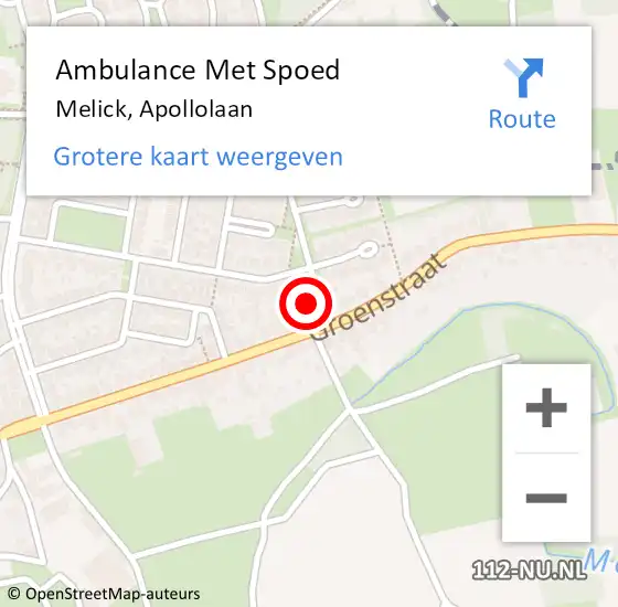 Locatie op kaart van de 112 melding: Ambulance Met Spoed Naar Melick, Apollolaan op 28 november 2023 09:19