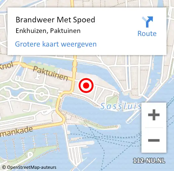 Locatie op kaart van de 112 melding: Brandweer Met Spoed Naar Enkhuizen, Paktuinen op 28 november 2023 09:38