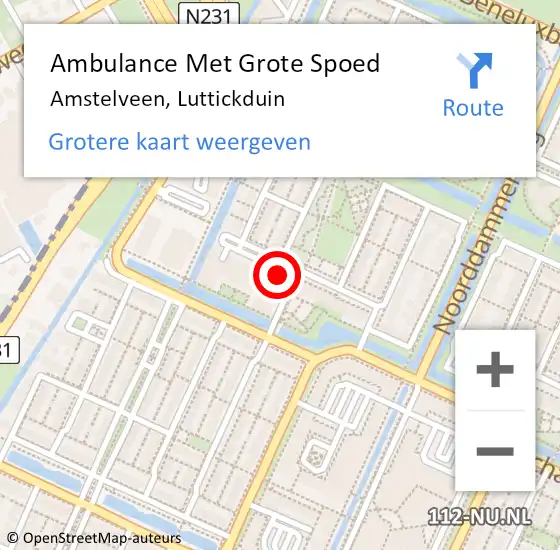 Locatie op kaart van de 112 melding: Ambulance Met Grote Spoed Naar Amstelveen, Luttickduin op 28 november 2023 09:41