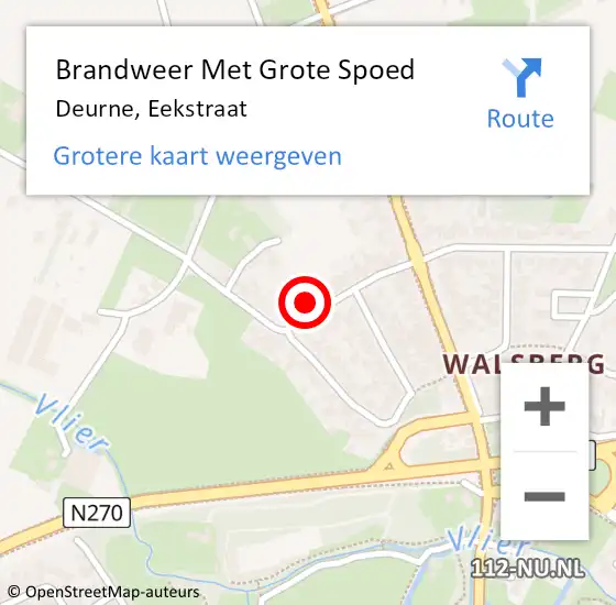 Locatie op kaart van de 112 melding: Brandweer Met Grote Spoed Naar Deurne, Eekstraat op 28 november 2023 09:44