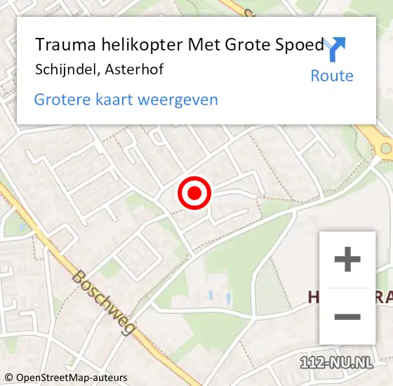 Locatie op kaart van de 112 melding: Trauma helikopter Met Grote Spoed Naar Schijndel, Asterhof op 28 november 2023 09:53