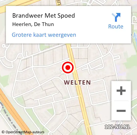 Locatie op kaart van de 112 melding: Brandweer Met Spoed Naar Heerlen, De Thun op 28 november 2023 10:05