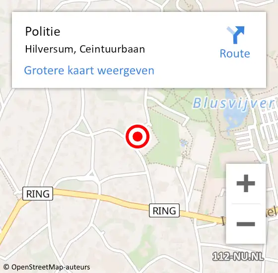 Locatie op kaart van de 112 melding: Politie Hilversum, Ceintuurbaan op 28 november 2023 10:17