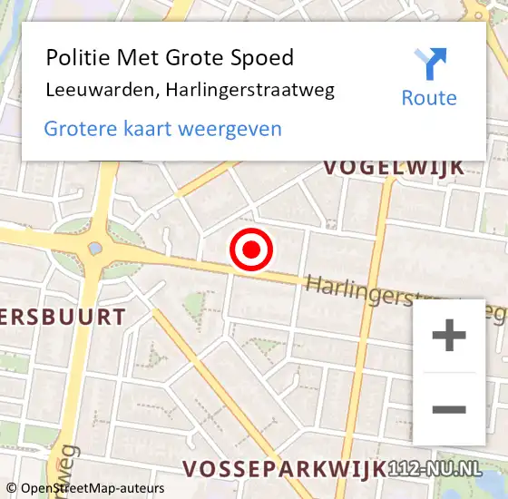 Locatie op kaart van de 112 melding: Politie Met Grote Spoed Naar Leeuwarden, Harlingerstraatweg op 28 november 2023 10:17