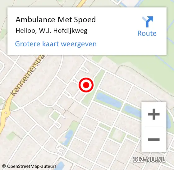 Locatie op kaart van de 112 melding: Ambulance Met Spoed Naar Heiloo, W.J. Hofdijkweg op 28 november 2023 10:19