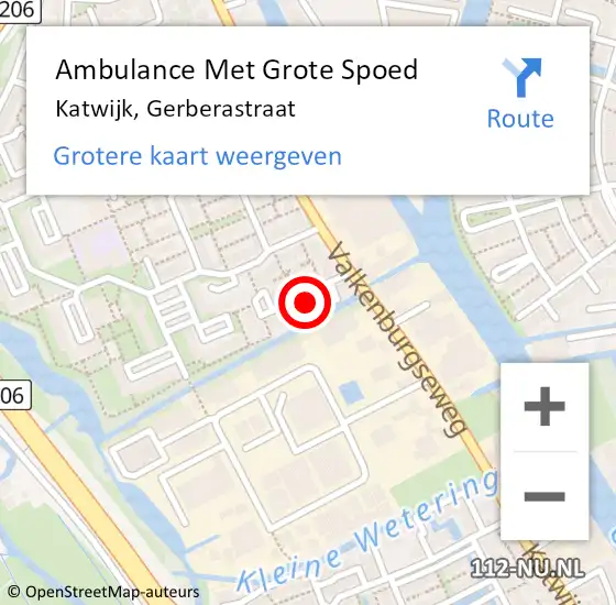 Locatie op kaart van de 112 melding: Ambulance Met Grote Spoed Naar Katwijk, Gerberastraat op 28 november 2023 10:28