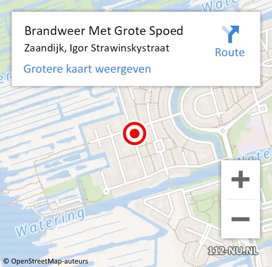 Locatie op kaart van de 112 melding: Brandweer Met Grote Spoed Naar Zaandijk, Igor Strawinskystraat op 28 november 2023 10:30