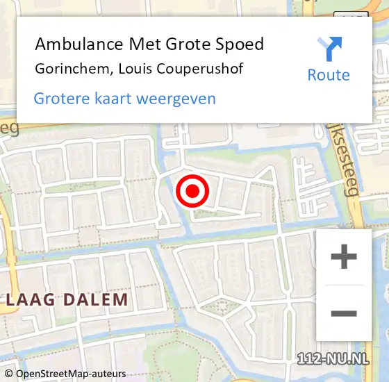 Locatie op kaart van de 112 melding: Ambulance Met Grote Spoed Naar Gorinchem, Louis Couperushof op 28 november 2023 10:41