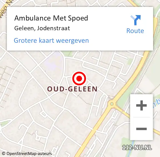 Locatie op kaart van de 112 melding: Ambulance Met Spoed Naar Geleen, Jodenstraat op 16 september 2014 17:08