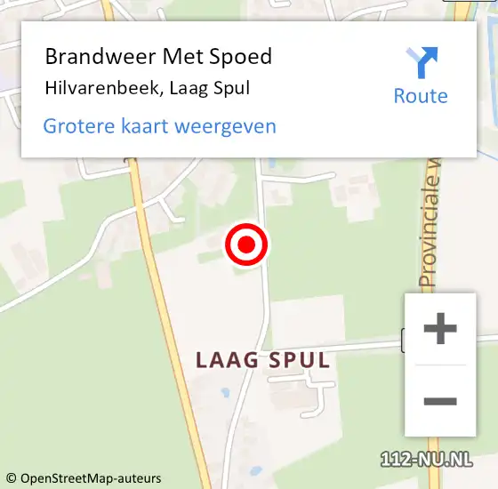 Locatie op kaart van de 112 melding: Brandweer Met Spoed Naar Hilvarenbeek, Laag Spul op 28 november 2023 10:49