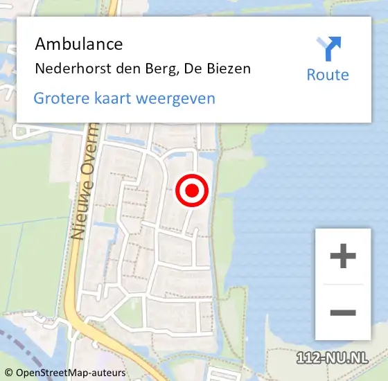 Locatie op kaart van de 112 melding: Ambulance Nederhorst den Berg, De Biezen op 14 oktober 2013 18:09