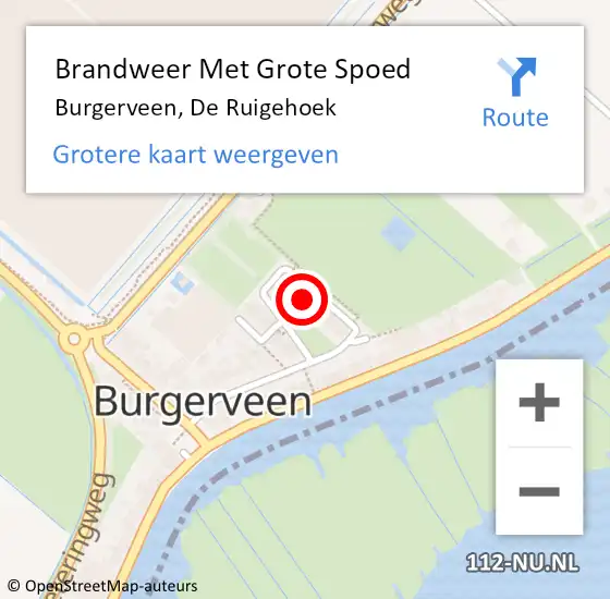Locatie op kaart van de 112 melding: Brandweer Met Grote Spoed Naar Burgerveen, De Ruigehoek op 28 november 2023 11:24