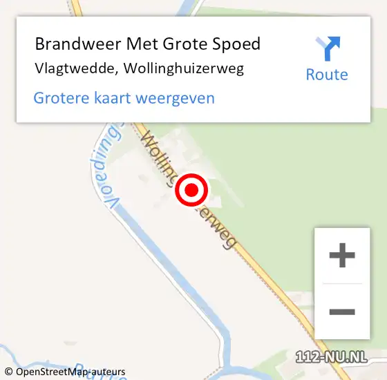 Locatie op kaart van de 112 melding: Brandweer Met Grote Spoed Naar Vlagtwedde, Wollinghuizerweg op 28 november 2023 11:28