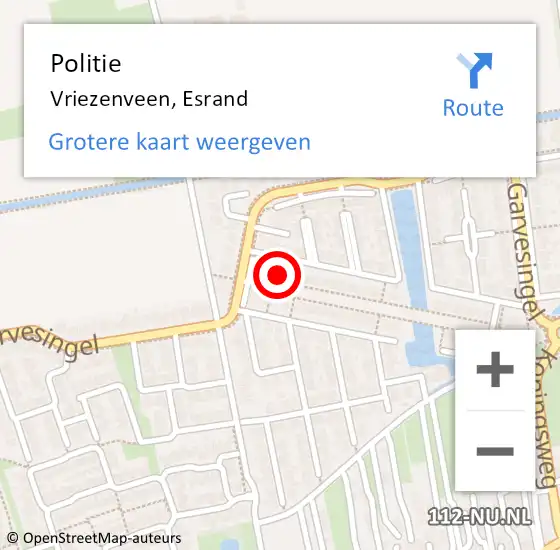 Locatie op kaart van de 112 melding: Politie Vriezenveen, Esrand op 28 november 2023 11:33