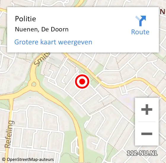 Locatie op kaart van de 112 melding: Politie Nuenen, De Doorn op 28 november 2023 11:35