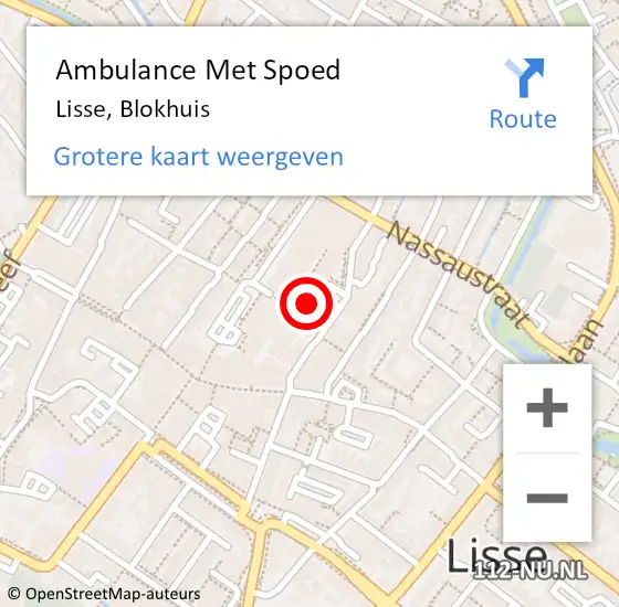 Locatie op kaart van de 112 melding: Ambulance Met Spoed Naar Lisse, Blokhuis op 28 november 2023 11:54