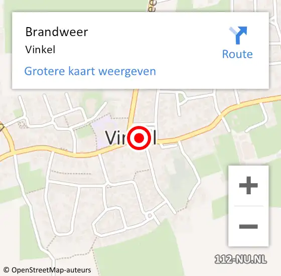 Locatie op kaart van de 112 melding: Brandweer Vinkel op 16 september 2014 17:18