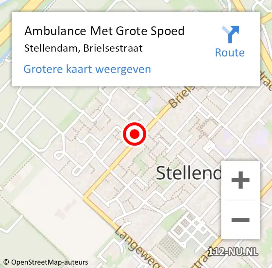 Locatie op kaart van de 112 melding: Ambulance Met Grote Spoed Naar Stellendam, Brielsestraat op 28 november 2023 12:13
