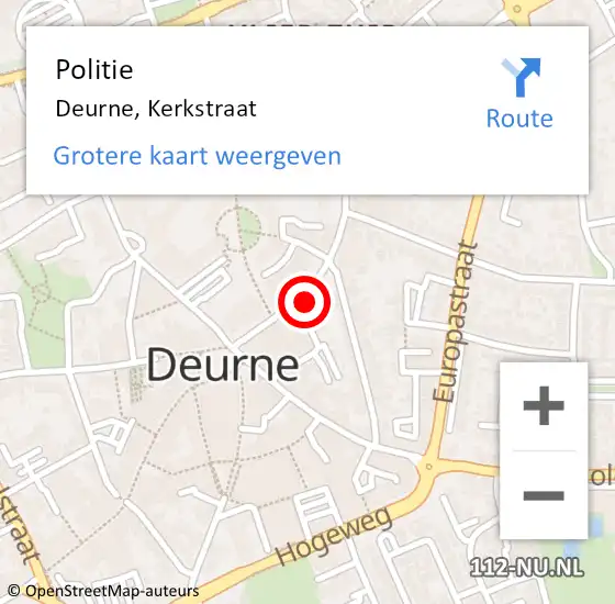 Locatie op kaart van de 112 melding: Politie Deurne, Kerkstraat op 28 november 2023 12:13