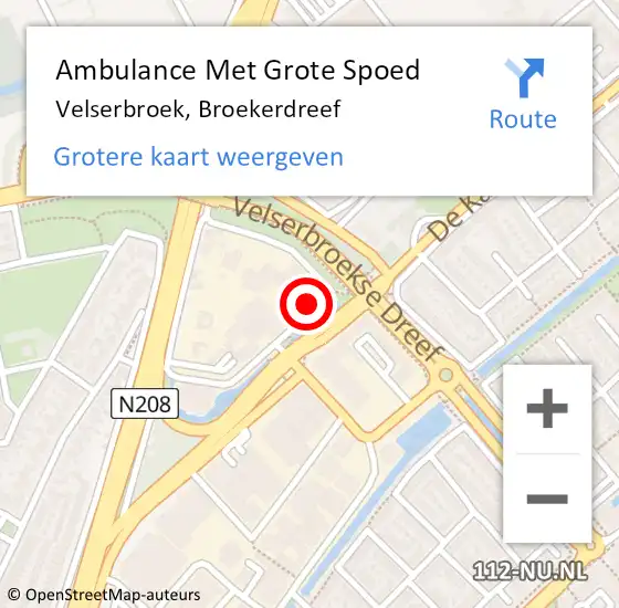 Locatie op kaart van de 112 melding: Ambulance Met Grote Spoed Naar Velserbroek, Broekerdreef op 28 november 2023 12:14