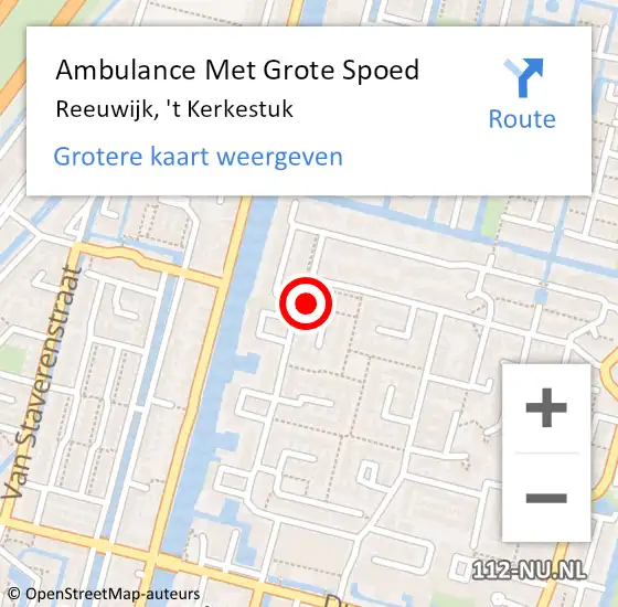 Locatie op kaart van de 112 melding: Ambulance Met Grote Spoed Naar Reeuwijk, 't Kerkestuk op 28 november 2023 12:37