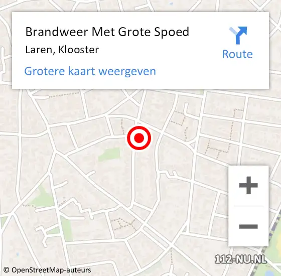 Locatie op kaart van de 112 melding: Brandweer Met Grote Spoed Naar Laren, Klooster op 28 november 2023 13:20