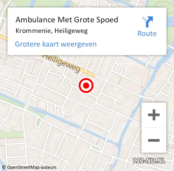 Locatie op kaart van de 112 melding: Ambulance Met Grote Spoed Naar Krommenie, Heiligeweg op 28 november 2023 13:40