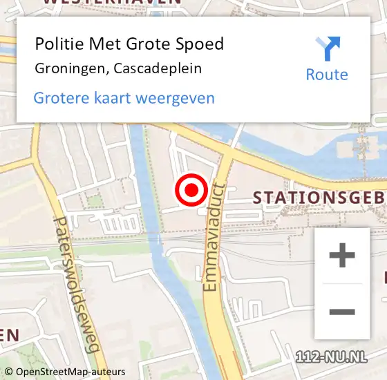 Locatie op kaart van de 112 melding: Politie Met Grote Spoed Naar Groningen, Cascadeplein op 28 november 2023 13:42