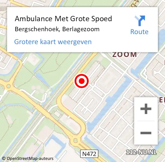 Locatie op kaart van de 112 melding: Ambulance Met Grote Spoed Naar Bergschenhoek, Berlagezoom op 28 november 2023 14:09