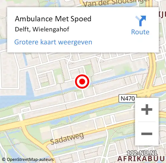 Locatie op kaart van de 112 melding: Ambulance Met Spoed Naar Delft, Wielengahof op 28 november 2023 14:23