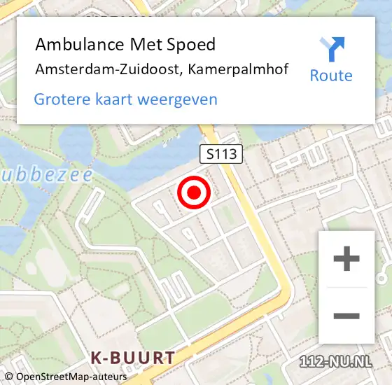 Locatie op kaart van de 112 melding: Ambulance Met Spoed Naar Amsterdam, Kamerpalmhof op 28 november 2023 14:23