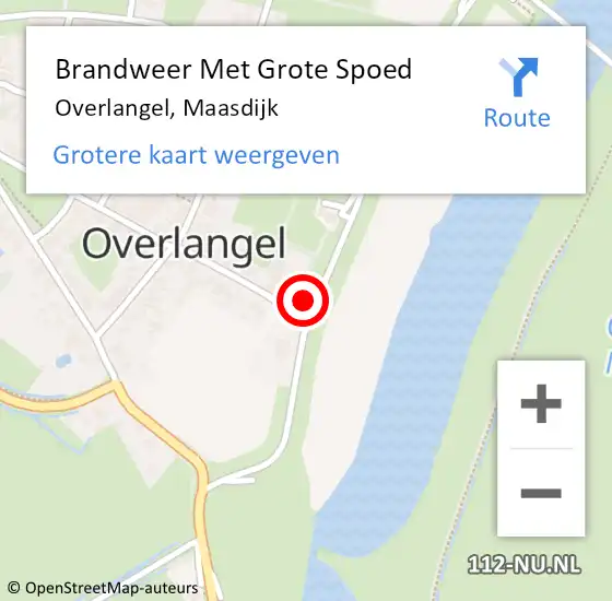 Locatie op kaart van de 112 melding: Brandweer Met Grote Spoed Naar Overlangel, Maasdijk op 28 november 2023 14:33