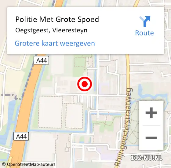 Locatie op kaart van de 112 melding: Politie Met Grote Spoed Naar Oegstgeest, Vleeresteyn op 28 november 2023 14:38