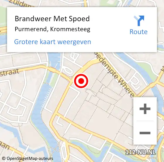 Locatie op kaart van de 112 melding: Brandweer Met Spoed Naar Purmerend, Krommesteeg op 28 november 2023 14:52